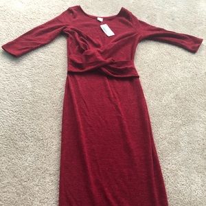 Red wrap midi dress